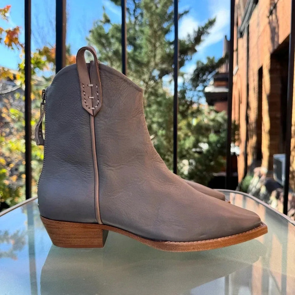 New Free People We The Free Wesley Ankle Boot Shoes Leather Heeled Sky Blue 8 - Picture 3 of 14